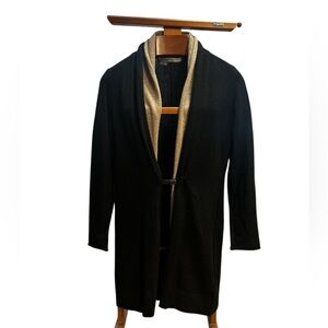360Cashmere Black Open Front Cardigan